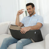 NPET Reading Pillow Couch Lap Desk for Gaming, Memory Foam Arm Rest Pillow with Washable Cover, Arm Desk Pillow with 2 Side Pockets & Cup Holders for Unisex Gaming, Reading & Working on Bed Sofa Floor