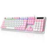 NPET K10 White Pink Wired Gaming Keyboard