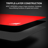 NPET SPEEDM Gaming Mouse Pad, Resin Hard Surface Mouse Mat No Smell Waterproof for Games RED M Size