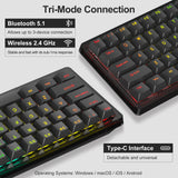 NPET K611 Wireless 60% Triple Mode BT5.0/2.4G/USB-C Mechanical Keyboard