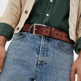 NPET Vintage Mens Leather Belt With Buckle- 1 1/2" Wide