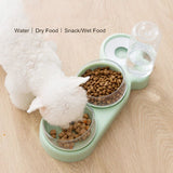 Tilted 3 in 1 Cat Double Bowls with Water Fountain
