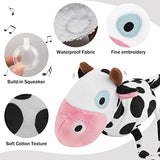 NPET Cow Shape Dog Squeaky Short Plush Toys for Chewing