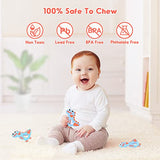 Soft Silicone Baby Teething Toys 3-12 Months, Dinosaur Teethers Baby Toys 6-12 Months Old Infant Toys Baby Chew Toys BPA-Free Baby Gifts Boys Girls Baby Teethers 3-6 Months Dishwasher Avaliable-Blue