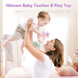 Unicorn Baby Teether Toys with Anti-Drop Pacifier Clip, Baby Pink Teething Toys for Babies 3-6 Months BPA Free Infant Chew Toys Baby Teethers Relief 6-12 Months Baby Girls Boys Gift