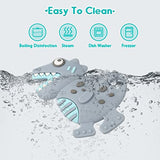 NPET Teething Toys for Babies 0-6 Months, Gray Dinosaur Baby Teethers with Anti-Drop Pacifier Clip 6 Months Baby Toy Sore Gums Reliever, Infant Baby Chew Toys 6-12 Months BPA Free Baby Girls Boys Gift
