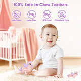 Unicorn Baby Teether Toys with Anti-Drop Pacifier Clip, Baby Pink Teething Toys for Babies 3-6 Months BPA Free Infant Chew Toys Baby Teethers Relief 6-12 Months Baby Girls Boys Gift