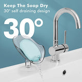 NPET Not Punched Self Draining Plastic Soap Dish Holder with Enlarged Suction Cup,Portable Soap Tray for Bathroom Shower, Kitchen Sink, Save Space and Soap