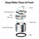NPET 50oz Stainless Steel Cat Water Fountain - WF210