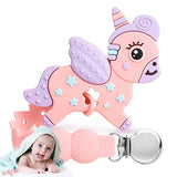 Unicorn Baby Teether Toys with Anti-Drop Pacifier Clip, Baby Pink Teething Toys for Babies 3-6 Months BPA Free Infant Chew Toys Baby Teethers Relief 6-12 Months Baby Girls Boys Gift