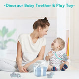 NPET Teething Toys for Babies 0-6 Months, Gray Dinosaur Baby Teethers with Anti-Drop Pacifier Clip 6 Months Baby Toy Sore Gums Reliever, Infant Baby Chew Toys 6-12 Months BPA Free Baby Girls Boys Gift