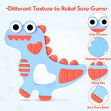 Soft Silicone Baby Teething Toys 3-12 Months, Dinosaur Teethers Baby Toys 6-12 Months Old Infant Toys Baby Chew Toys BPA-Free Baby Gifts Boys Girls Baby Teethers 3-6 Months Dishwasher Avaliable-Blue