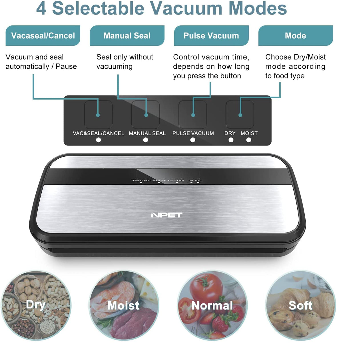 NPET Vacuum Sealer Machine for Dry and Moist Food Fresh Preservation – NPET  Online Store