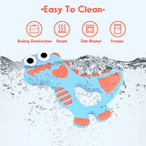 Soft Silicone Baby Teething Toys 3-12 Months, Dinosaur Teethers Baby Toys 6-12 Months Old Infant Toys Baby Chew Toys BPA-Free Baby Gifts Boys Girls Baby Teethers 3-6 Months Dishwasher Avaliable-Blue