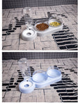 Tilted 3 in 1 Cat Double Bowls with Water Fountain