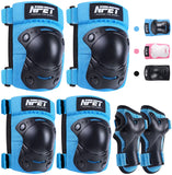 NPET 6 Pack Child Protective Gear Set Knee Pads Elbow Pads Wrist Guards