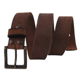 NPET Men's Vintage Leather Belt With Buckle Full Grain Snap on Strap 1.5" Wide