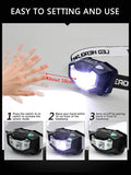 NPET Rechargeable Headlamp 320 Lumen LED Motion Sensing Head Lamp