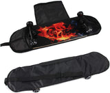 skateboard with storage bag