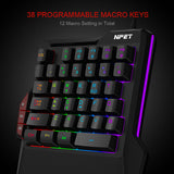 NPET T20 One-Handed Gaming Keyboard 38 Keys Backlit Keypad