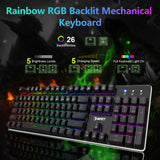 NPET K20 Gaming Keyboard Customizable RGB Lighting Wired Keyboard