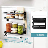 NPET Foldable Magnetic Spice Rack 2 Tiers Organizer