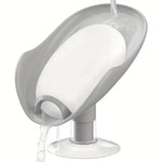 NPET Grey Not Punched Self Draining Plastic Soap Dish Holder with Enlarged Suction Cup