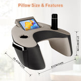 NPET Reading Pillow Couch Lap Desk for Gaming, Memory Foam Arm Rest Pillow with Washable Cover, Arm Desk Pillow with 2 Side Pockets & Cup Holders for Unisex Gaming, Reading & Working on Bed Sofa Floor