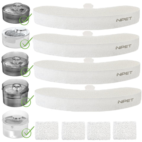 NPET 4PCS Upgrade Replacement Filters For DF10/DF30 Dog Water Fountain