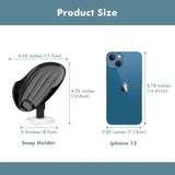 NPET Not Punched Self Draining Plastic Soap Dish Holder with Enlarged Suction Cup-Black