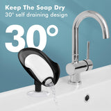 NPET Not Punched Self Draining Plastic Soap Dish Holder with Enlarged Suction Cup-Black