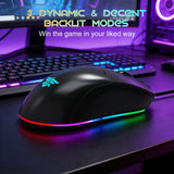 NPET M502 Wired RGB Gaming Mouse, Ergonomic 7200 DPI, Black