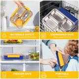 NPET 4-Compartment Stainless Steel Bento Lunch Box with Reusable Sauce Bowl, Fork and Spoon for Kids, Teens & Adults