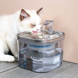 2L Cat Water Fountain Stainless Steel Plastic Automatic Pet Drinking Dispenser
