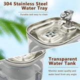 2L Cat Water Fountain Stainless Steel Plastic Automatic Pet Drinking Dispenser