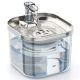 2L Cat Water Fountain Stainless Steel Plastic Automatic Pet Drinking Dispenser