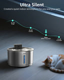 NPET 1 Gallon Wireless Cat Water Fountain Stainless Steel Battery Operated Pet Drinking Fountain WF210plus-WM