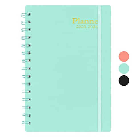 NPET 2023 Daily and Monthly Planner, 18-Month Agenda Daily Planner from July, 2023 - Dec, 2024 for Time Management and Goals Achievement with Flexible Cover, Coated Tabs, Elastic Closure, 5.51"×8.15" (Blue)