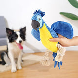 NPET Parrot Shape Short Plush Squeaky Chew Toys for Dogs