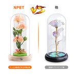 NPET carnation artificial flowers, flower gift electric powered rose with LED light immortal flowers rose plated rose gifts valentine's day mother's day birthday wedding proposal anniversary Christmas,gift for your girlfriend with a thank you card.