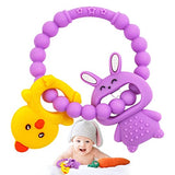 Easter Teething Toys Teethers for Babies 0-6 Months Baby Easter Teether Silicone Chew Toys Easter Basket Stuffers for Baby 6-12 Months Infant Teething Toys Easter Gifts Boys Grils Purple Bunny Chicken