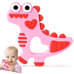 NPET Pink Dinosaur Teething Toys for Babies 0-6/6-12 Months Silicone Baby Teething Toy Gift Girls Boys Baby Birthday Gifts Infant Toys Chocking-Prove Design Gum Massager Baby Toy Baby Comfort