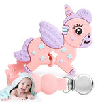 Unicorn Baby Teether Toys with Anti-Drop Pacifier Clip, Baby Pink Teething Toys for Babies 3-6 Months BPA Free Infant Chew Toys Baby Teethers Relief 6-12 Months Baby Girls Boys Gift