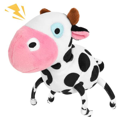 NPET Cow Shape Dog Squeaky Short Plush Toys for Chewing