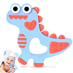 Soft Silicone Baby Teething Toys 3-12 Months, Dinosaur Teethers Baby Toys 6-12 Months Old Infant Toys Baby Chew Toys BPA-Free Baby Gifts Boys Girls Baby Teethers 3-6 Months Dishwasher Avaliable-Blue