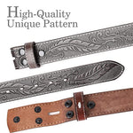 NPET Full Grain Western Engraved Feather Belt