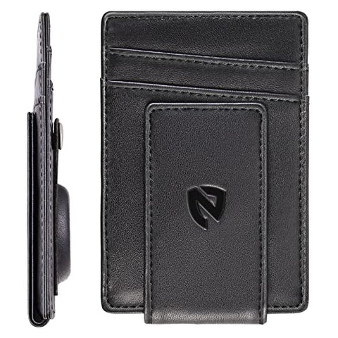 NPET Slim Minimalist Front Pocket Mens Wallet with Built-in Slot Holder for Air Tag, RFID Blocking for Security AirTag Wallet
