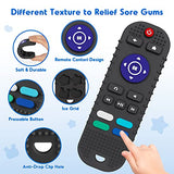 NPET Teething Toys for Babies 6-12 Months, Remote Control Shape Teether for Baby Sore Gums Relief Baby Toys 3-6 Months, Soft Silicone Newborn Baby Teething Toys BPA Free Toddler Girl Boy Toys (Black)