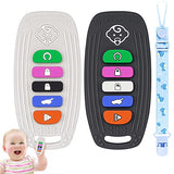 NPET Car Remote Control Baby Teething Toys, Teething Toys for Babies 6-12 Months with Parcifier Clip Teether Remote Control for Baby 3-6 Months Sore Gums Reliever Toddler Girl Boy Toys(Black+Gray)