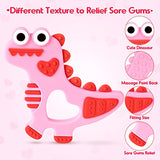 NPET Pink Dinosaur Teething Toys for Babies 0-6/6-12 Months Silicone Baby Teething Toy Gift Girls Boys Baby Birthday Gifts Infant Toys Chocking-Prove Design Gum Massager Baby Toy Baby Comfort